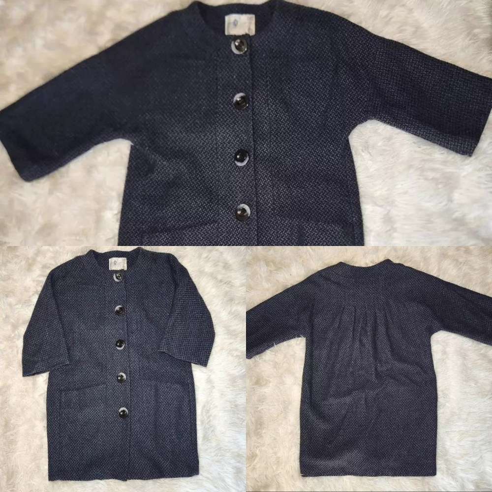 Kensie Navy Tweed Wool Blend Pea Coat - Picture 3 of 8